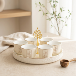 Coffee Cup Set 6 Pcs With Tray
